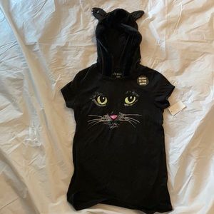 Black glow-in-the-dark Kitty cat Halloween shirt